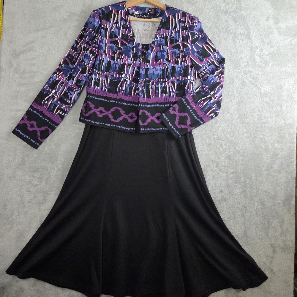 K Studio Colorful Abstract Blazer with Matching Black Dress